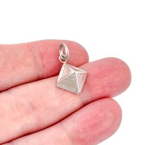 Vintage Sterling Silver 980 Hand Tooled Pyramid Charm Pendant